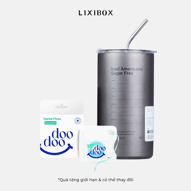 Combo Ly giữ nhiệt Inox 600ml & Chỉ Nha Khoa doodoo Dental Floss 30m Peppermint