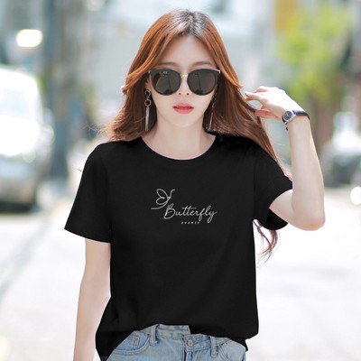Áo phông nữ dáng rộng NA03 in chữ Butterfly chất thun cotton Loza RT6659