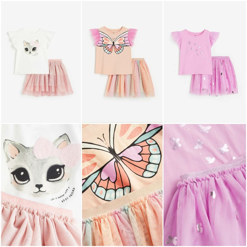 Set áo váy chân váy xòe tutu butterfly 1159077004 HM H&M_authentic
