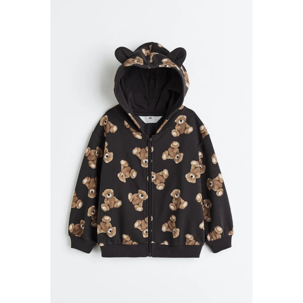 Áo khoác nỉ bông nhung hoodie hồng xám HM H&M_hàng chính hãng authentic