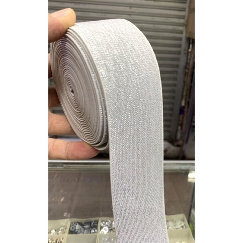 THUN TRANG TRÍ, MÀU TRẮNG CÓ KIM TUYẾN, RỘNG 5CM