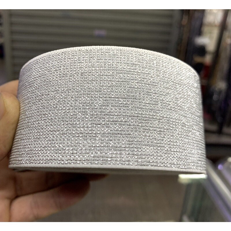 THUN TRANG TRÍ, MÀU TRẮNG CÓ KIM TUYẾN, RỘNG 5CM