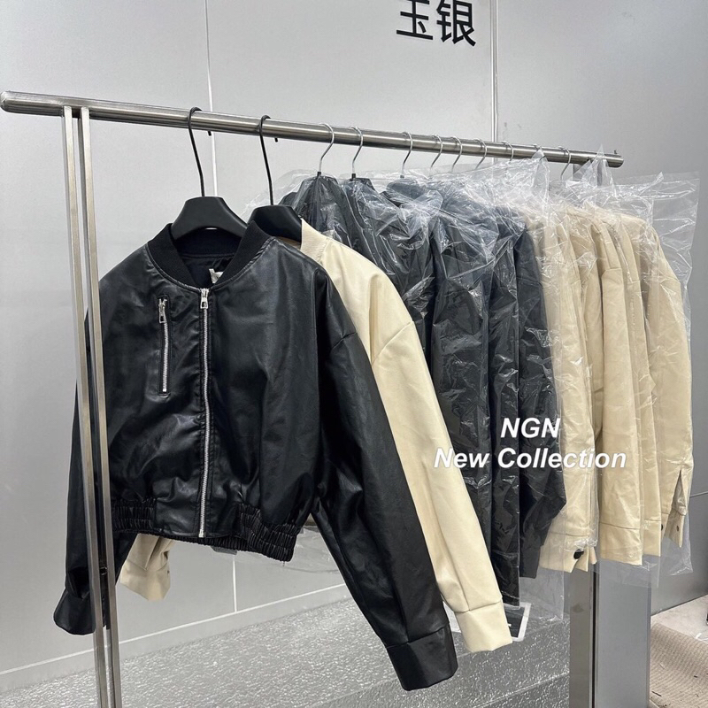 ÁO DA CROP KÉO KHOÁ NỮ