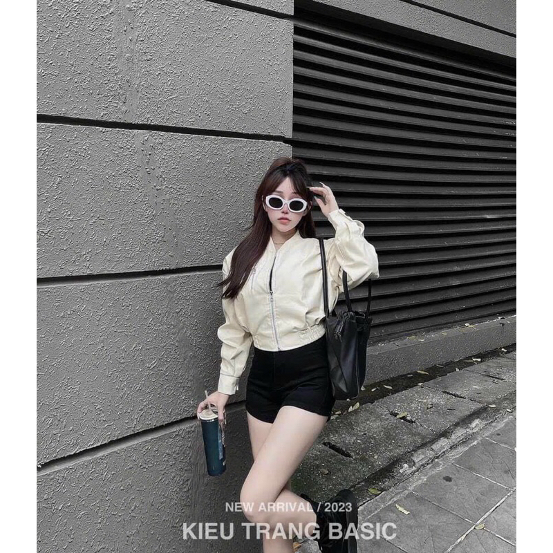 ÁO DA CROP KÉO KHOÁ NỮ