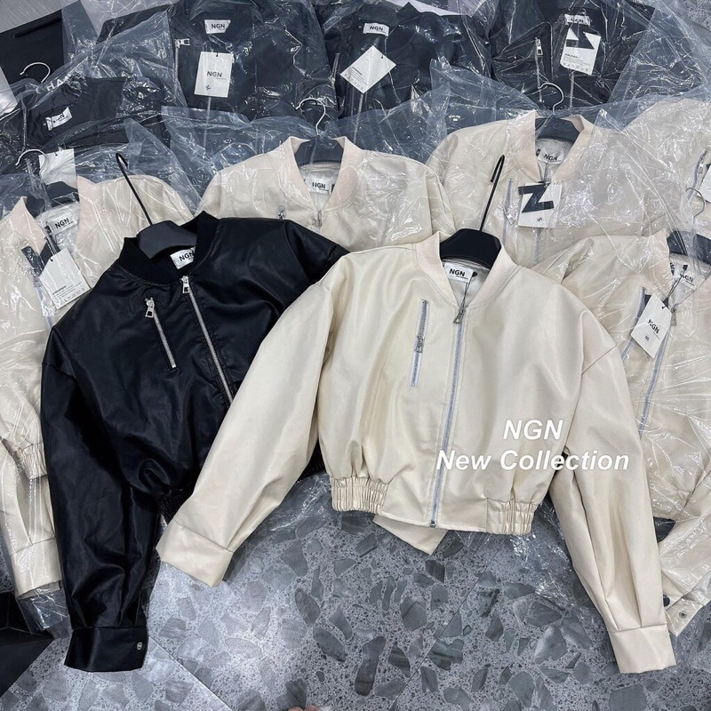 ÁO DA CROP KÉO KHOÁ NỮ