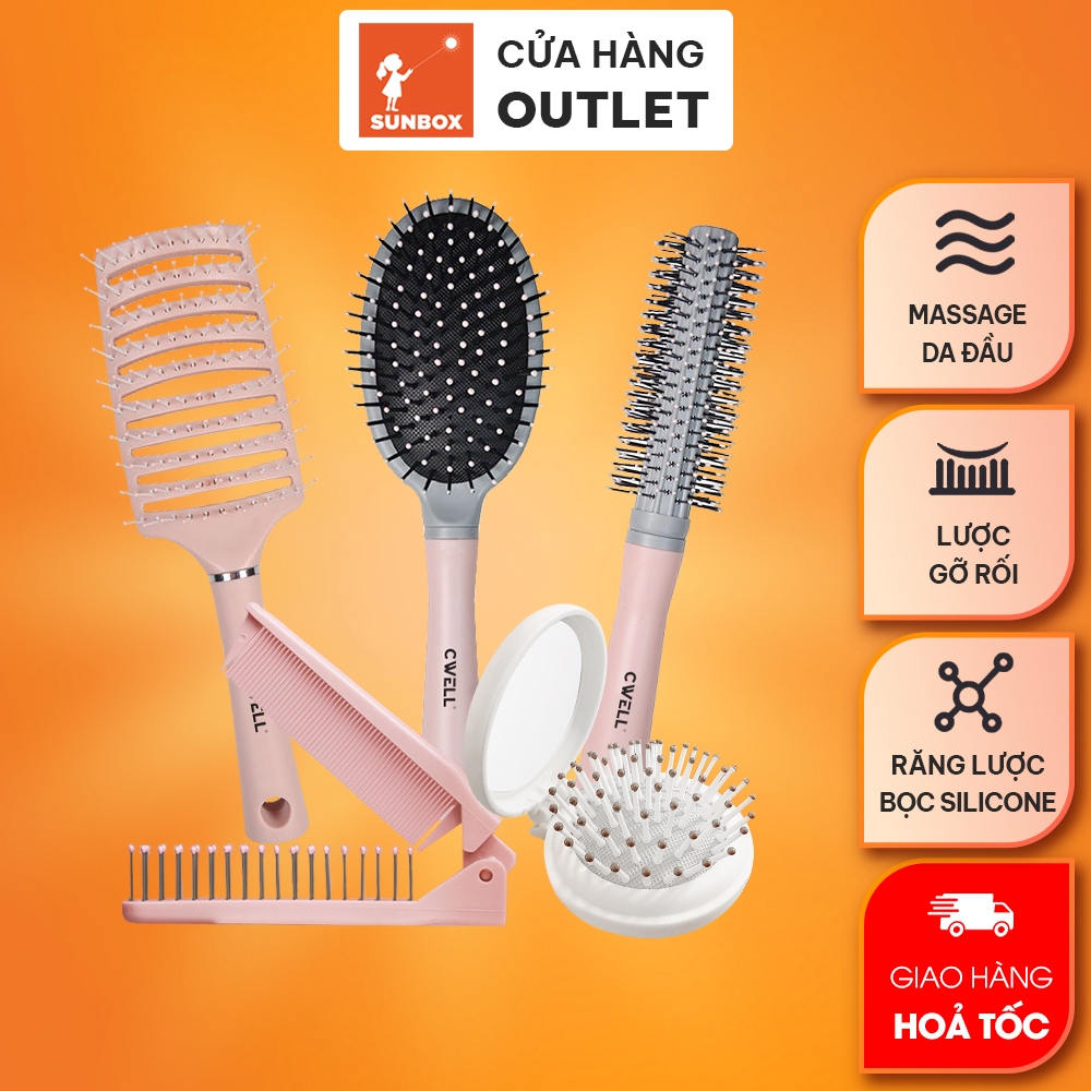 Lược chải tóc gỡ rối CWELL lược massage có đệm khí, tạo phồng tạo kiểu cho tóc xoăn C01PK