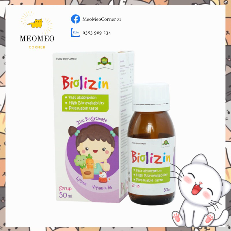 BioLizin - Kẽm Ăn Ngon Cho Bé Kẽm hữu cơ vị đào thơm ngon dễ uống