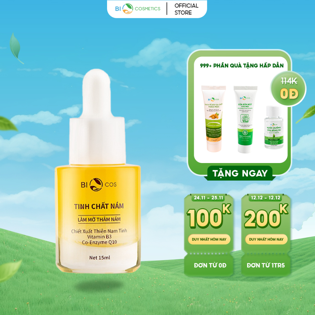 Serum sáng da, mờ nám BIOCOS 15ml - Mờ Thâm Sạm Nám, Da Dều Màu Mềm Mịn