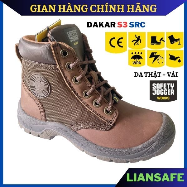 Giày bảo hộ Safety Jogger Dakar S3 da thật xịn - Giày bảo hộ cao cổ nam chống đinh mũi sắt thép đi lao động công trình