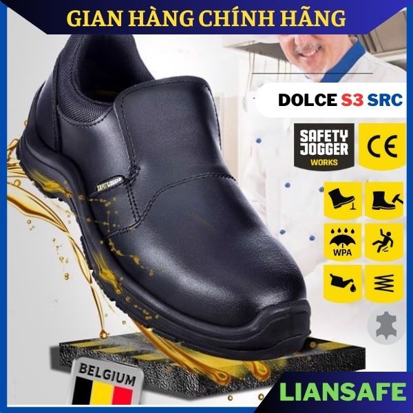 Giày bảo hộ Jogger Dolce S3 da bò mũi sắt - Giày bảo hộ bếp/ đầu bếp chống đinh/nước/dầu -đi lao động công trình