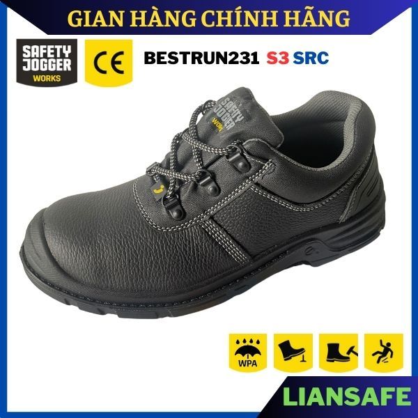 Giày bảo hộ Jogger Bestrun231 S3 mũi sắt da bò - Giày bảo hộ lao động nam chống đinh/ nước - da bò - bhlđ - Liansafe