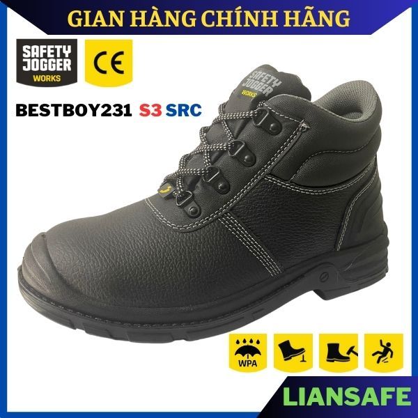 Giày bảo hộ lao động nam cổ cao Safety Jogger Bestboy231 S3  mũi sắt - Giày công trình nam chống đinh công trường