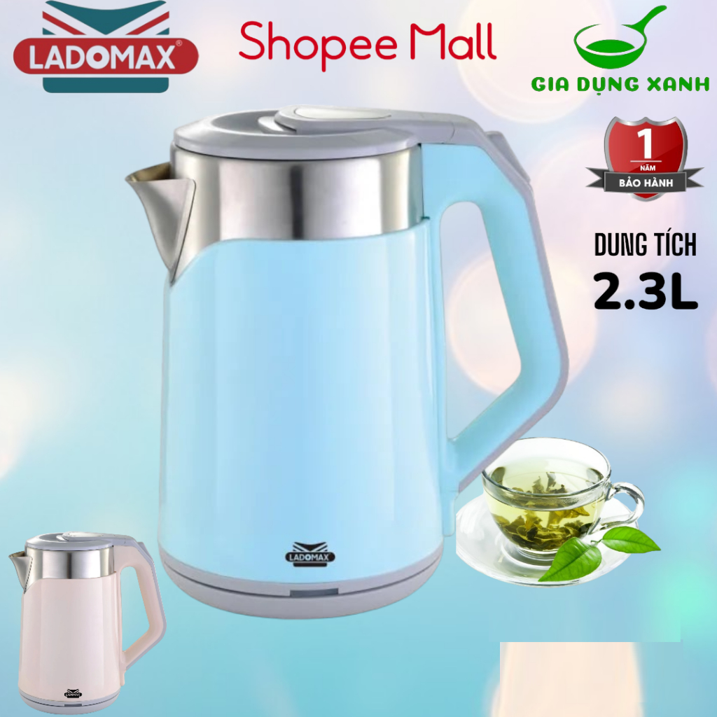 Ấm đun siêu tốc Ladomax HA-886 (thương hiệu ấm siêu tốc cao cấp nhật bản, sx tại TQ - Bh 1 năm)