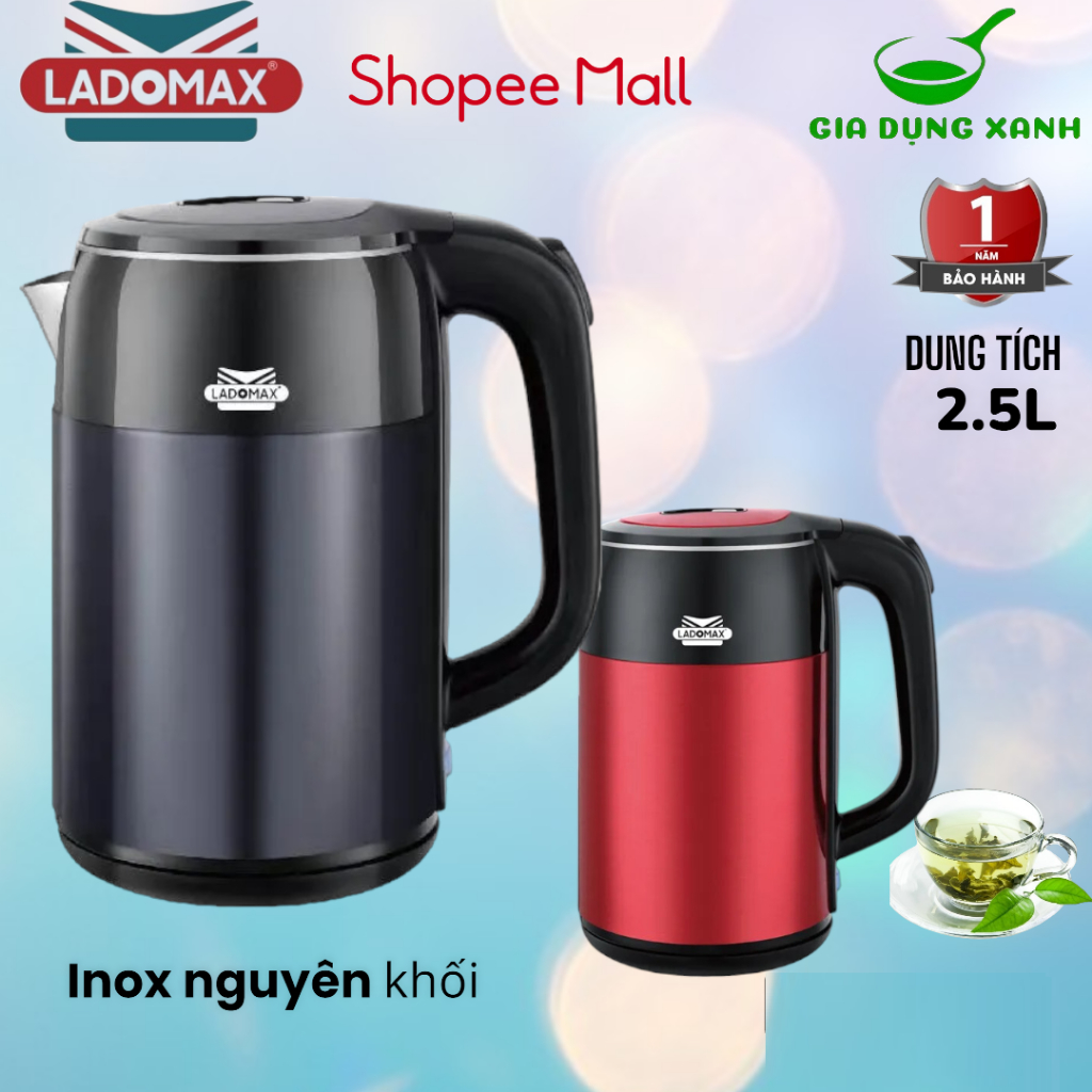 Bình đun siêu tốc Ladomax HA-888 DUNG TÍCH 2.5L (thương hiệu ấm siêu tốc cao cấp nhật bản, sx tại TQ - Bh 1 năm)