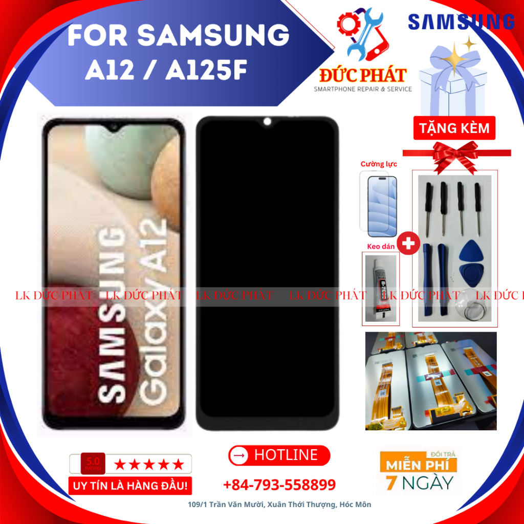 Màn Hình Sam Sung A12 / A125F (Tặng kèm cường lực, keo dán và bộ sửa)
