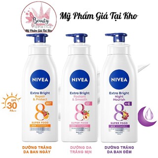Sữa dưỡng thể giúp săn da, dưỡng trắng Nivea ban đêm, chống nắng ngày 350ML