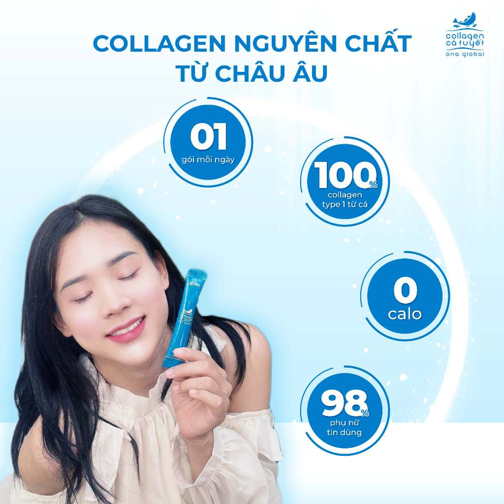 Collagen Cá Tuyết Cỏ Cây Hoa Lá, Collagen thủy phân tuyp I làm đẹp da,săn chắc,căng bóng ngậm nước ẩm mượt 30 gói