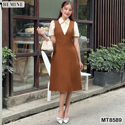 Đầm thiết kế công sở phối tay ngắn BEMINE MT8589