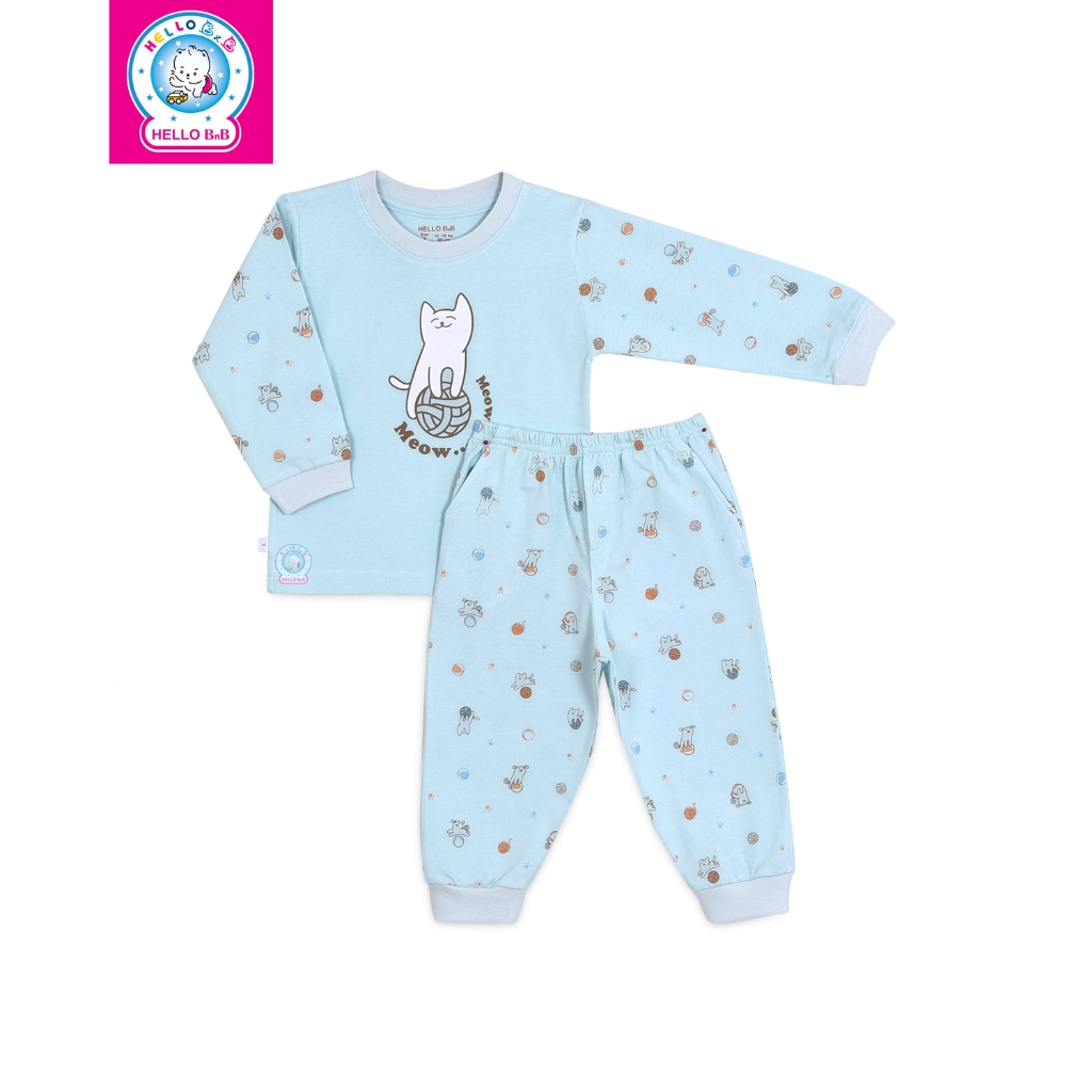 Bộ bông dài bé trai cổ tròn BA1733 - HELLO BnB