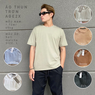Áo thun trơn cổ tròn unisex age2x - áo thun nam nữ age2x