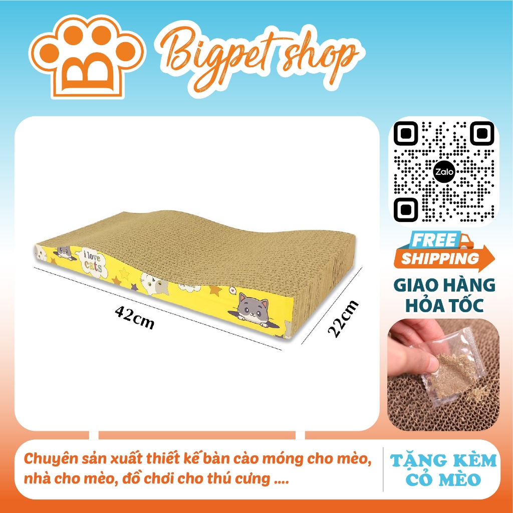 Bàn cào móng cho mèo hình sóng 1 chiều