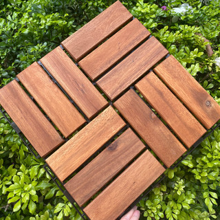 Sàn gỗ vỉ nhựa lót ban công dày 2cm 12 Nan 30x30cm - Tấm sàn ban công chịu mọi thời tiết ngoài trời cao cấp hàng XK