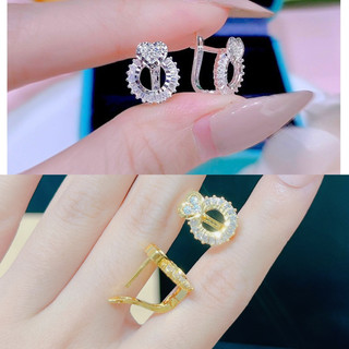 Bông tai tim gắn đá bagguet khoá cài đùi gà trang sức sỉ Kami BL348
