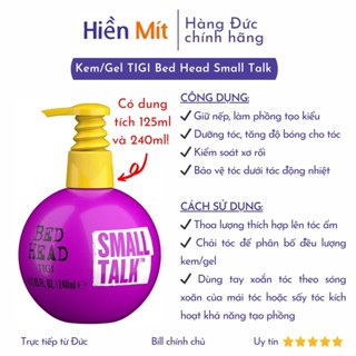 TIGI Đức - Kem/Gel TIGI Bed Head Small Talk tím tạo kiểu, tạo nếp tóc xoăn, làm phồng, dưỡng tóc 125ml 240ml giữ nếp