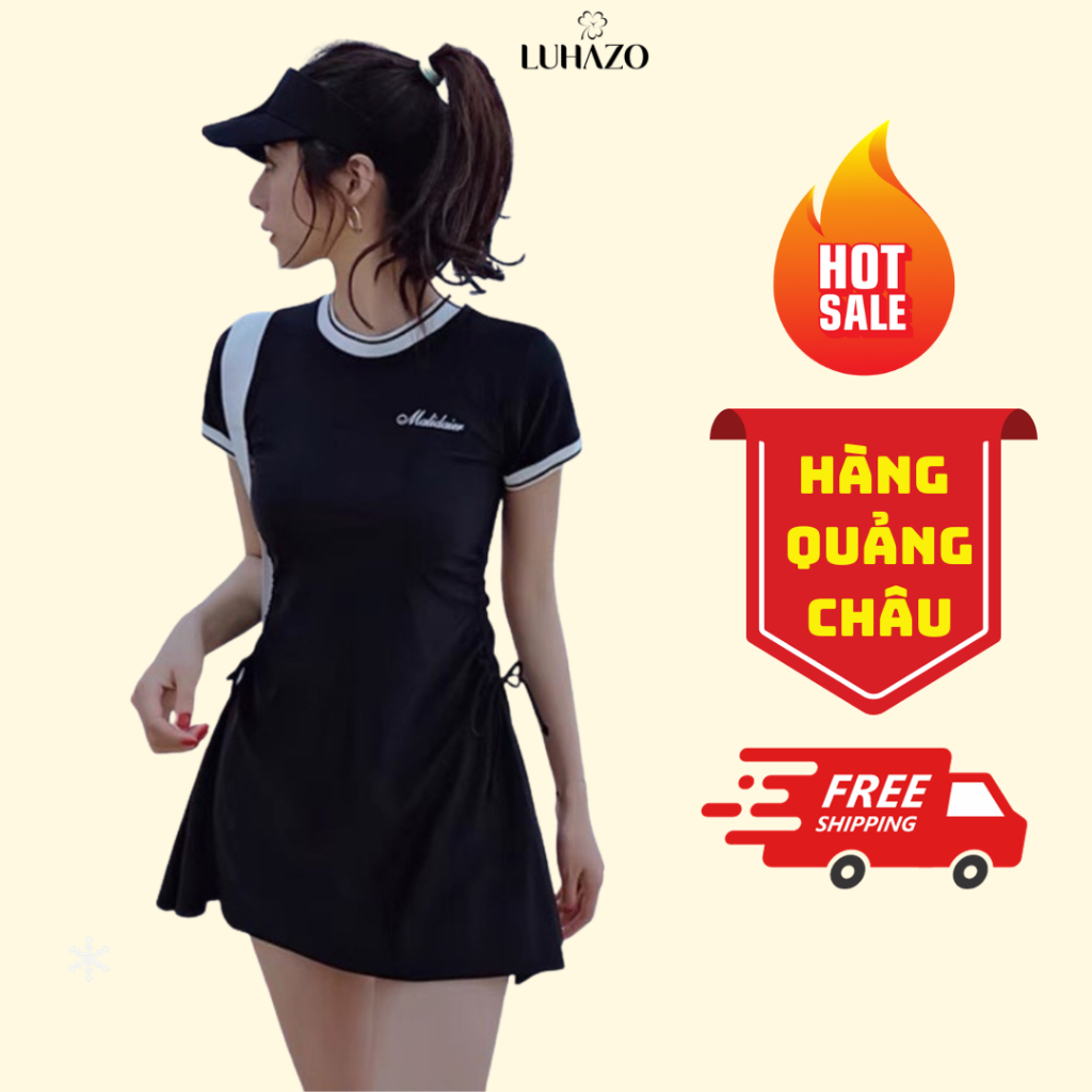 Bikini đi biển bigsize dạng váy tay lửng chất đẹp set bộ 2 chi tiết kín đáo du lịch LUHAZO phong cách Hàn Quốc 608 C-17