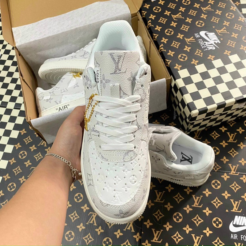 Giày AF1 LV xám, Trắng, Đen, Nâu Grey, air force one lv đen bản mới cực chất, giày thể thao nam nữ FullBox.giaydep8386
