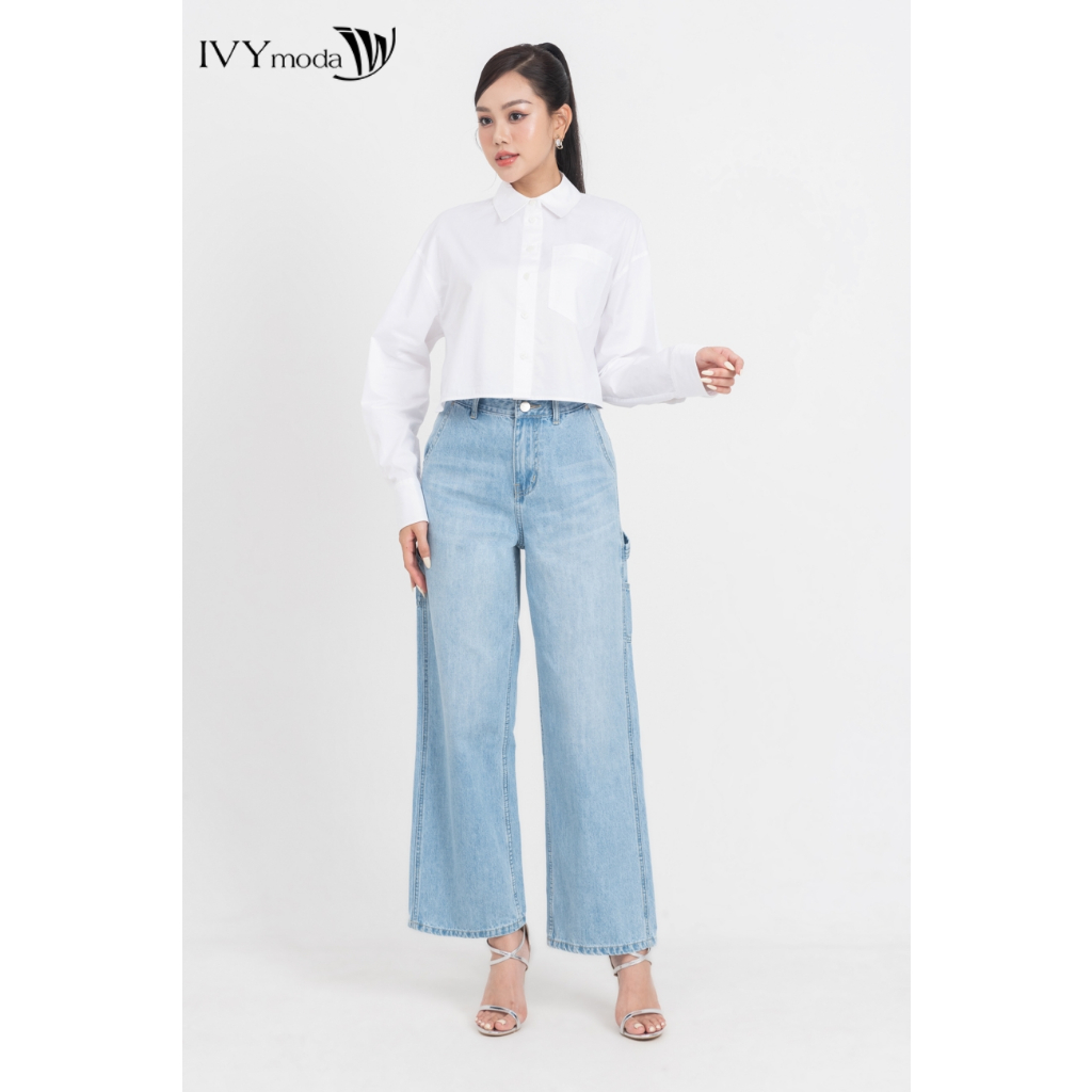 Quần bò phối túi sườn nữ IVY moda MS 25M7874