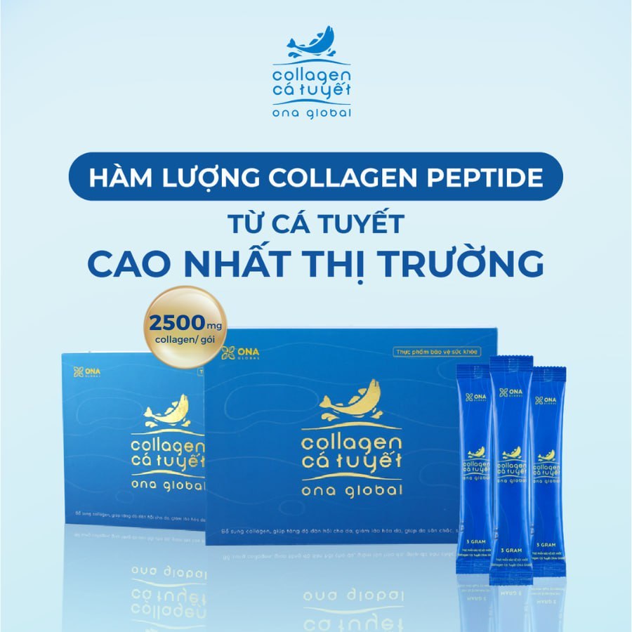 Collagen Cá Tuyết Cỏ Cây Hoa Lá, 2500mg Collagen thủy phân tuyp I làm đẹp da,săn chắc,căng bóng ngậm nước ẩm mượt 30 gói