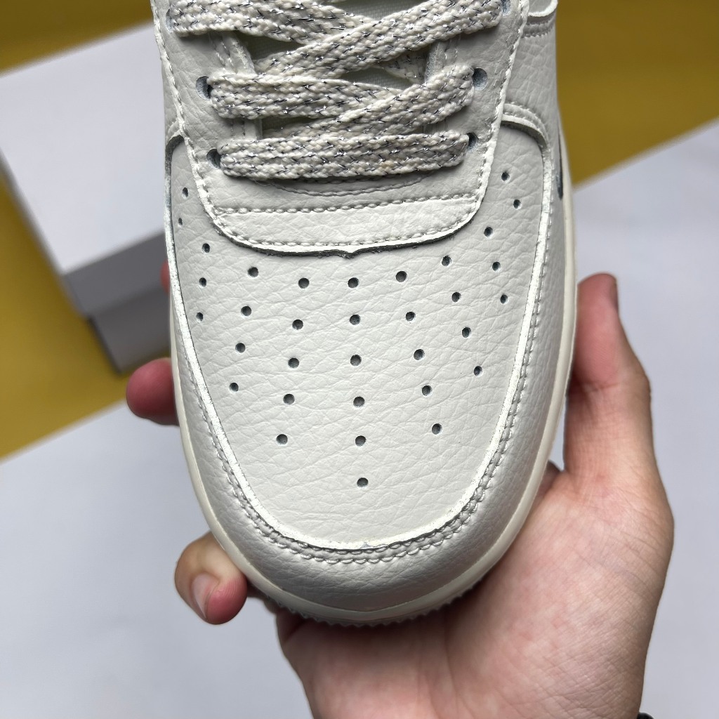 Giày AF1 07 Low Keep Fresh Beige Black, AF1 Kem Móc Xám Phản Quang - Than.Shoes