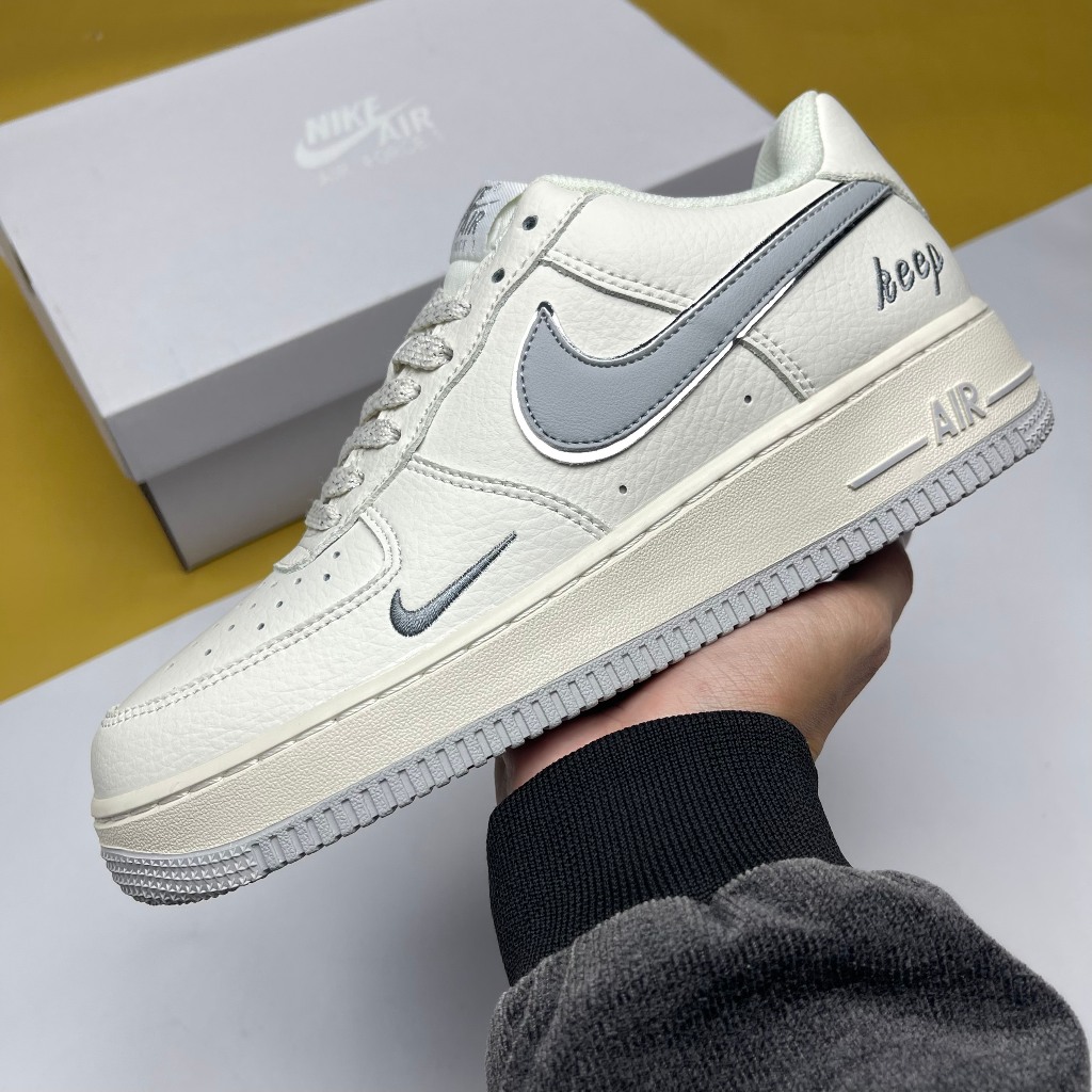 Giày AF1 07 Low Keep Fresh Beige Black, AF1 Kem Móc Xám Phản Quang - Than.Shoes