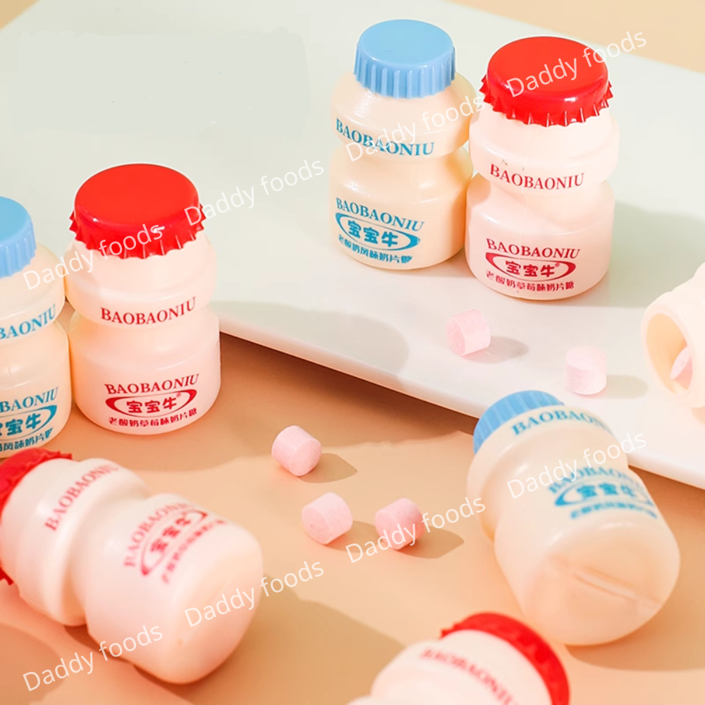 Hộp 30 lọ kẹo sữa chua viên nén đủ 2 vị sữa chua và dâu đồ ăn vặt nội địa siêu ngon