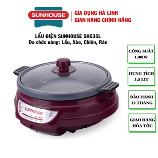Lẩu điện Sunhouse SH535L, Công suất 1300W, Dung tích 3,5 Lít, Lòng nồi phủ chống dính siêu bền, Bảo hành 12 tháng