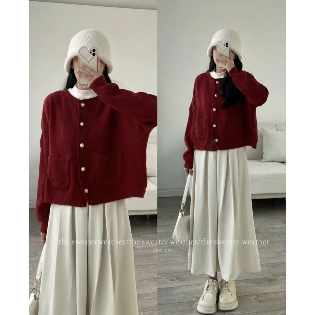 Áo khoác cadigan cúc ngọc phối túi - 247store.vn - AoCDGcucngoc680_P2K2