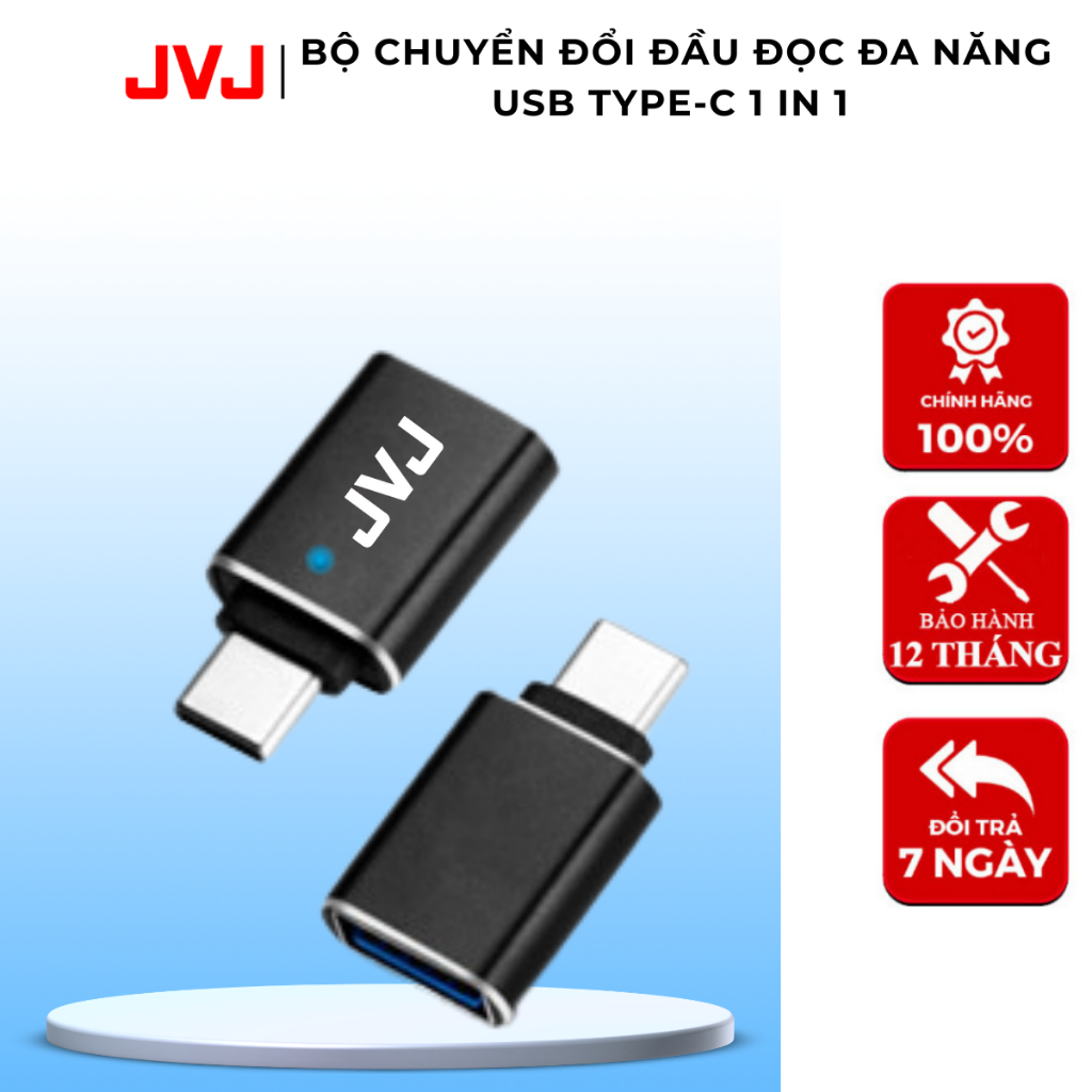 Bộ Chuyển Đổi Đầu Đọc Đa Năng JVJ USB Type-C HUB C1, Cổng USB TYPE C 1in1, Đầu Chuyển Đổi Cho Điện Thoại Laptop BH 2 Năm