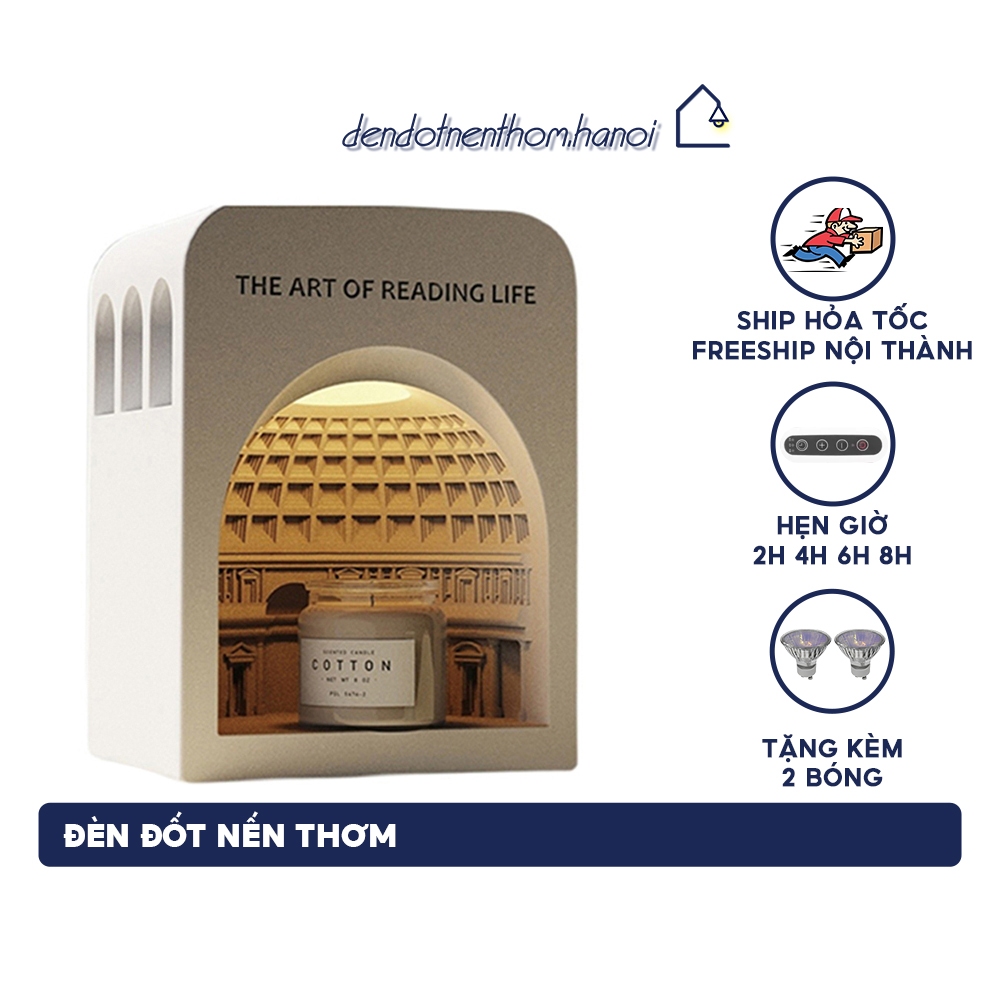Đèn đốt nến thơm mô hình đền Pantheon có hẹn giờ bật tắt - chỉnh cao thấp - chỉnh độ sáng