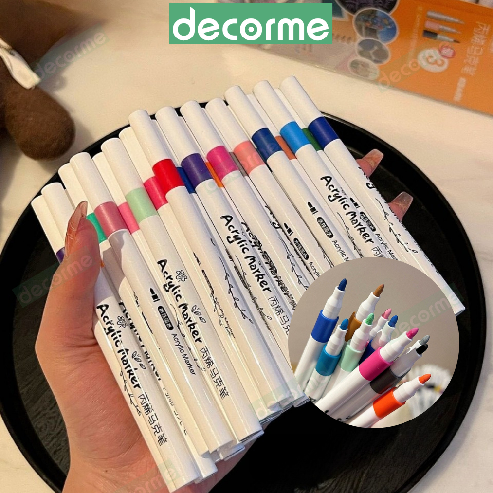 Bút sơn Acrylic Marker Decorme set 12/24/36/48/60 bút màu Acrylic chống nước vẽ trên mọi chất liệu vẽ giày vải chai lọ