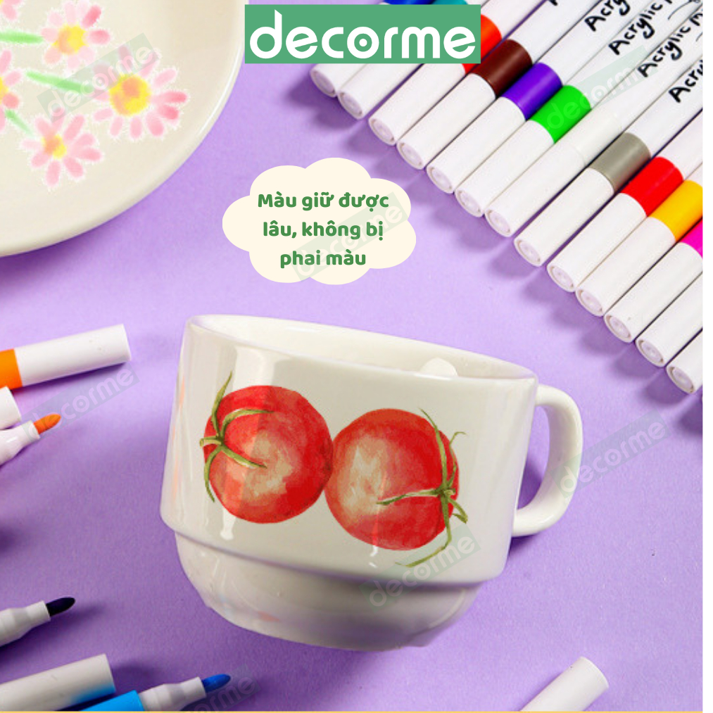 Bút sơn Acrylic Marker Decorme set 12/24/36/48/60 bút màu Acrylic chống nước vẽ trên mọi chất liệu vẽ giày vải chai lọ