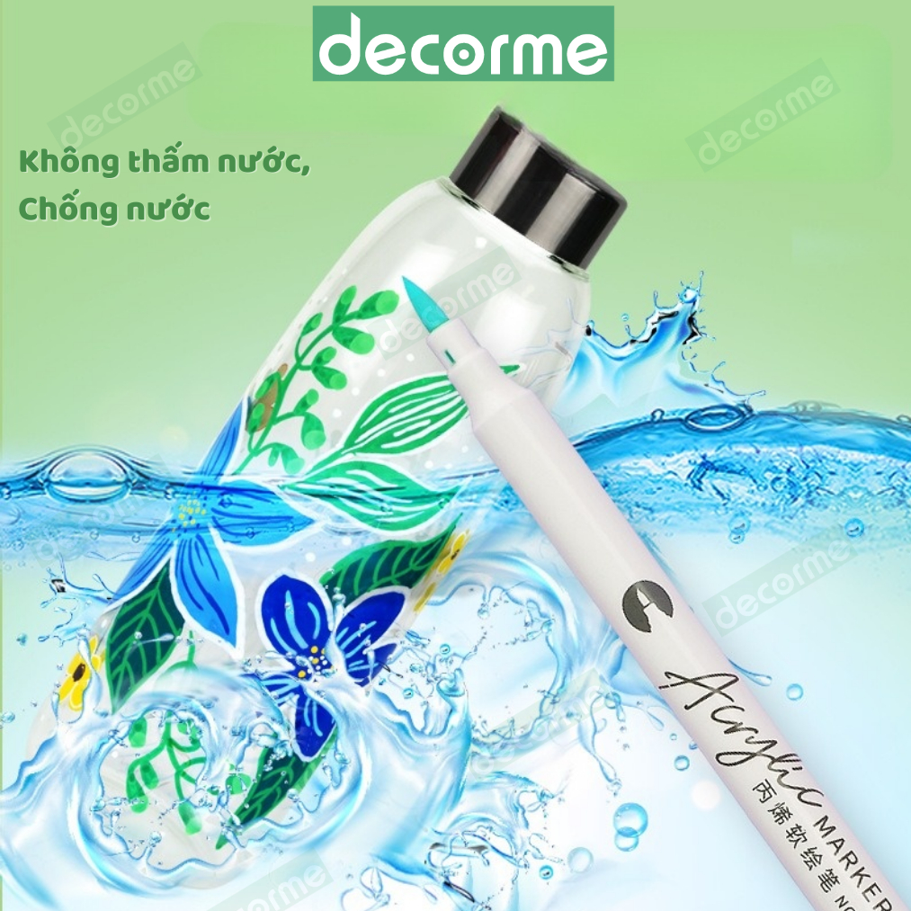 Bút sơn Acrylic Marker Decorme set 12/24/36/48/60 bút màu Acrylic chống nước vẽ trên mọi chất liệu vẽ giày vải chai lọ