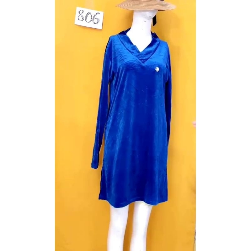 đầm nhung xanh size L.S806