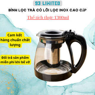 Bình Lọc Trà Thủy Tinh 1300ml Sang Trọng - CÓ LỖ LỌC TRÀ INOX - BÌNH PHA TRÀ CHẾ CAFE TIỆN LỢI 2in1