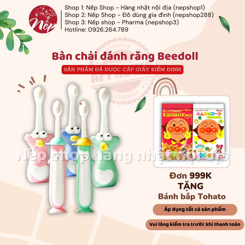 Bàn chải đánh răng Nhật Bản BEEDOLL cho bé từ 0 đến 12 tuổi, siêu mềm mịn - Nếp Shop - Hàng Nhật nội địa