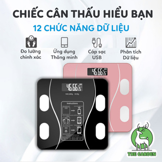 Cân Điện Tử, Cân Sức Khoẻ THE GARDEN Sạc USB Kết Nối Bluetooth Phân Tích