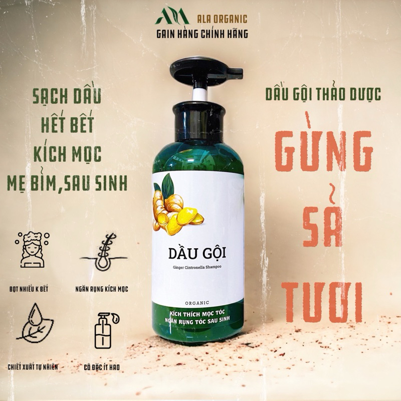 ( Chai 500ml ) Dầu Gội Thảo Dược GỪNG SẢ TƯƠI cô đặc