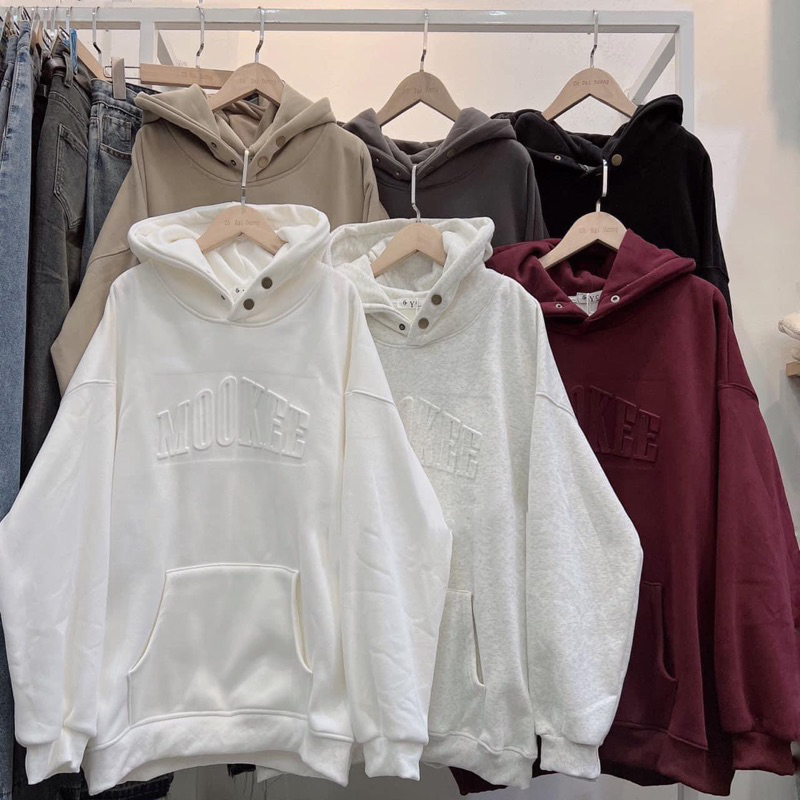 Hoodie nỉ nhung chữ nổi
