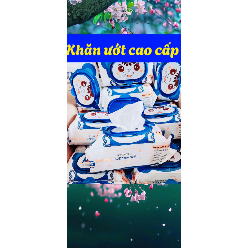 Thùng 10 gói khăn ướt gấu Xanh baby wipes 120 tờ Không mùi siêu to