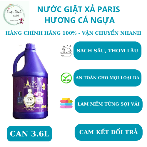 Nước giặt paris 3.6kg hương COMFORT, CÁ NGỰA, công nghệ Thái Lan, Chất lượng, sạch, đậm đặc lưu hương lâu..